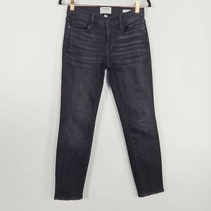 FRAME Le Garcon Crop Mid-rise Black Jeans Size 25 Black Diamond USA LGJC278